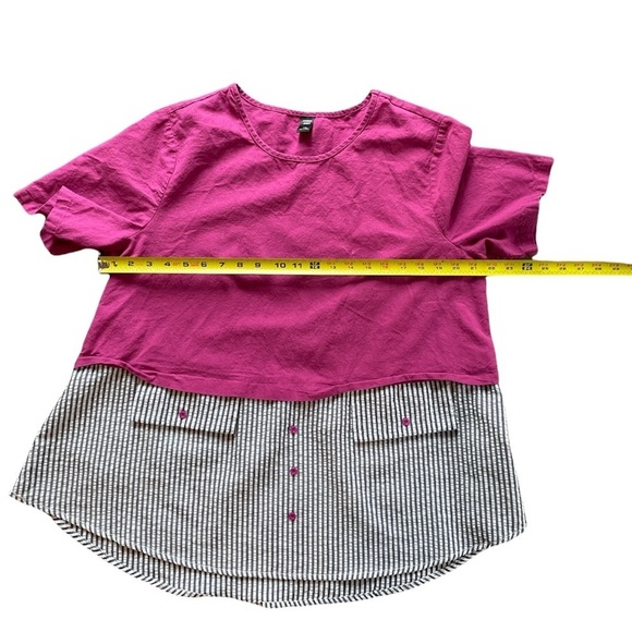 Shein Curve 100% Cotton mixed pattern shirt with seersucker bottom Size 1XL - Picture 4 of 10